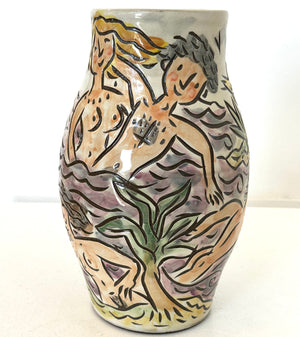Large Hand Thrown Vase With Skinny Dippers