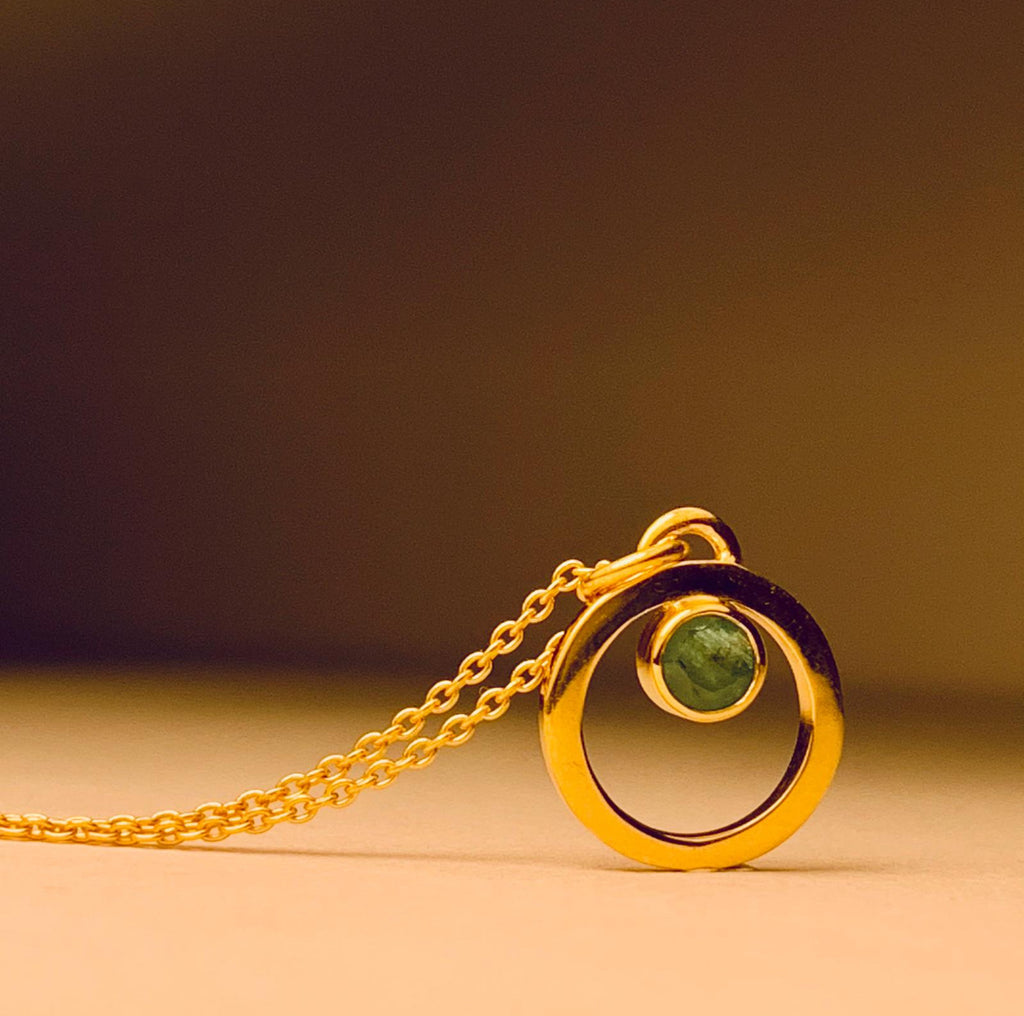 Gold Plated Belak with Emerald Pendant