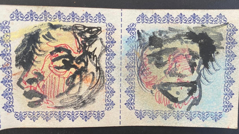 Pair Of Original Artwork on Letterpress label 266