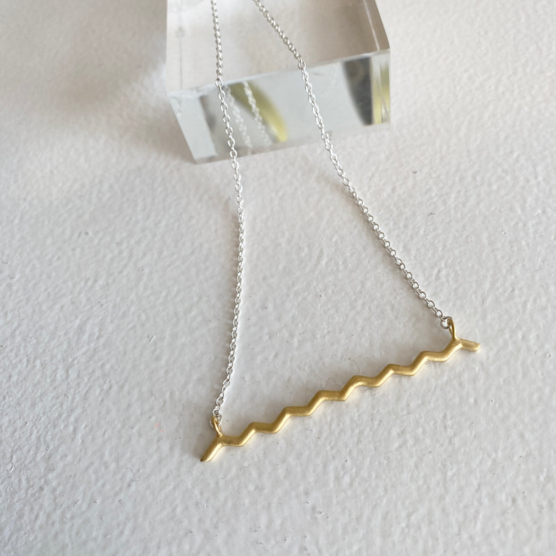 Wave necklace gold plated silver on 16”chain