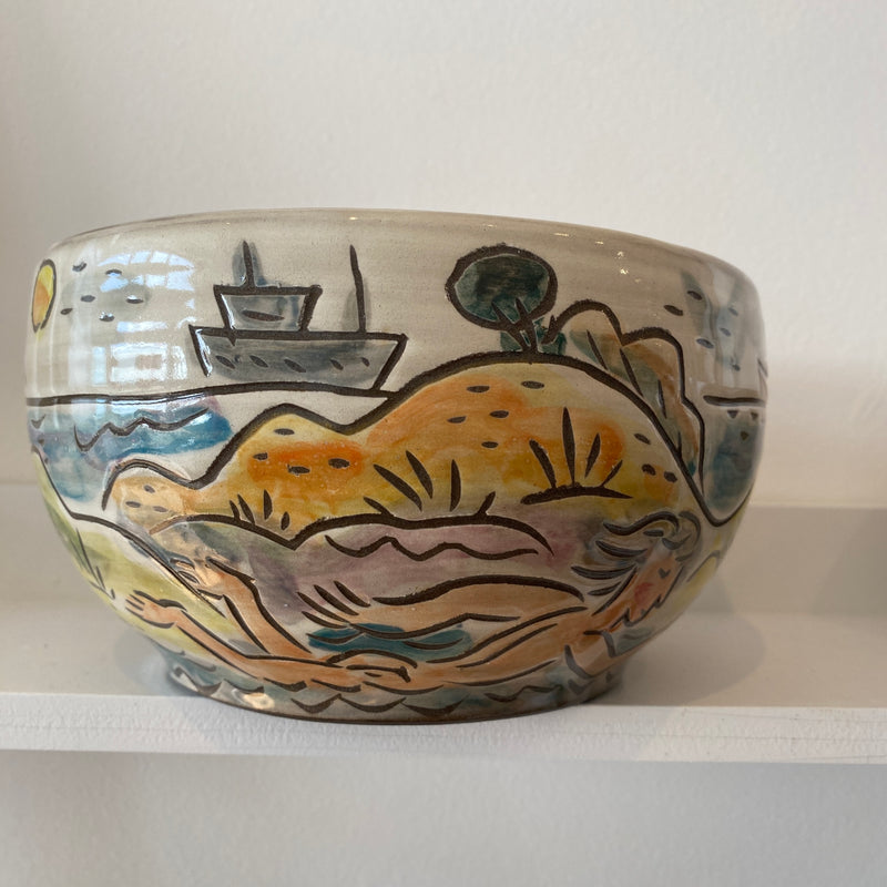 Large Sweetie Bowl With Beachside Swimmers