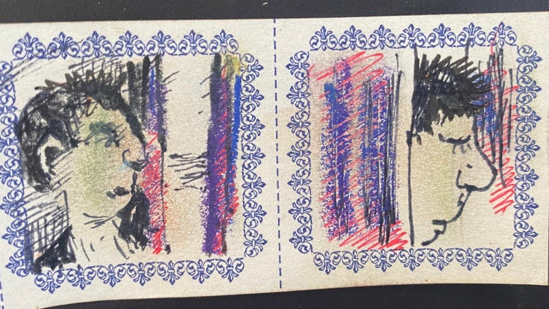 Pair Of Original Artwork on Letterpress Label 251