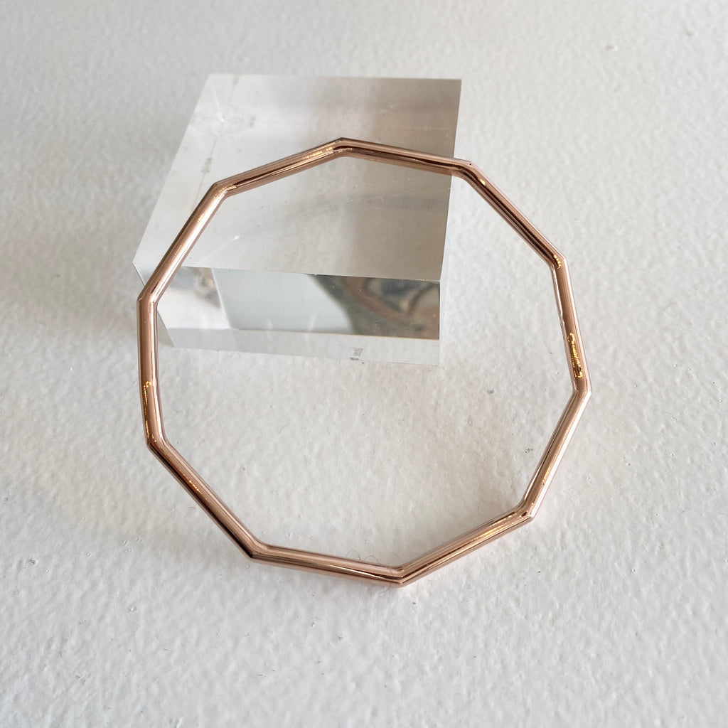 Thick Decagon Bangle in Rose Gold