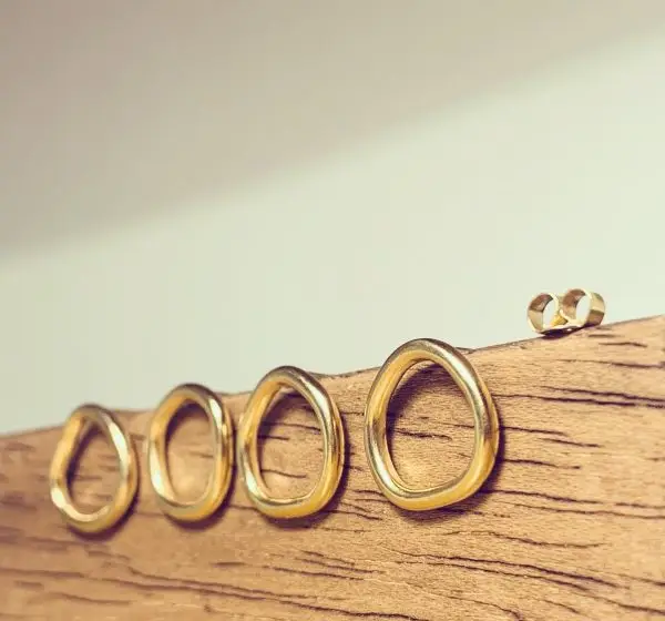 Irregular Shape Gold Plated Stud Earrings