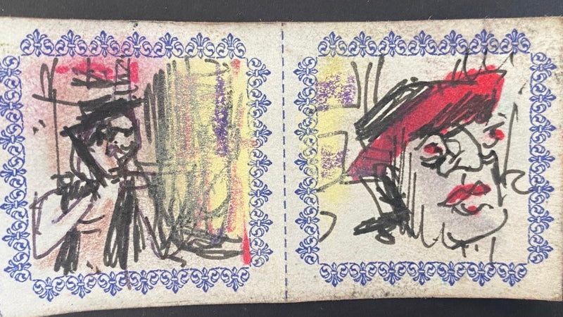 Pair Of Original Artwork on Letterpress Label 249