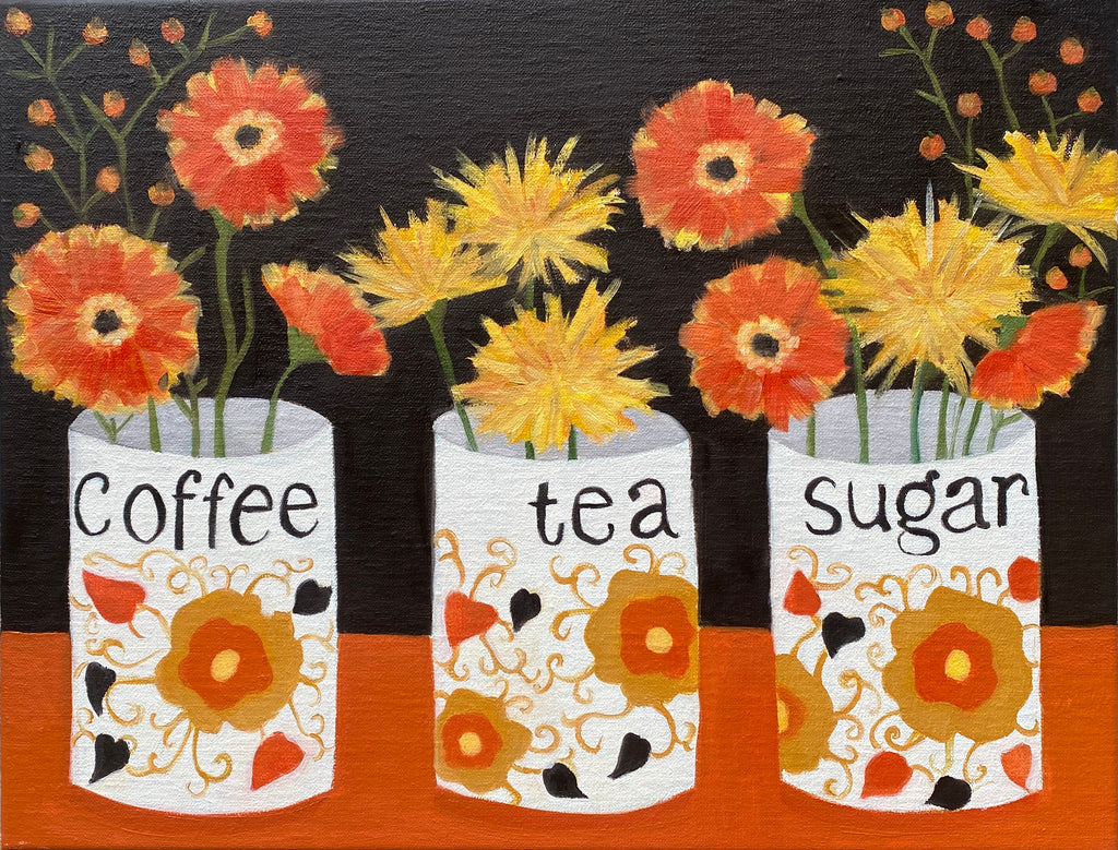 Coffee, Tea, Sugar on Orange