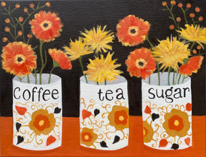 Coffee, Tea, Sugar on Orange