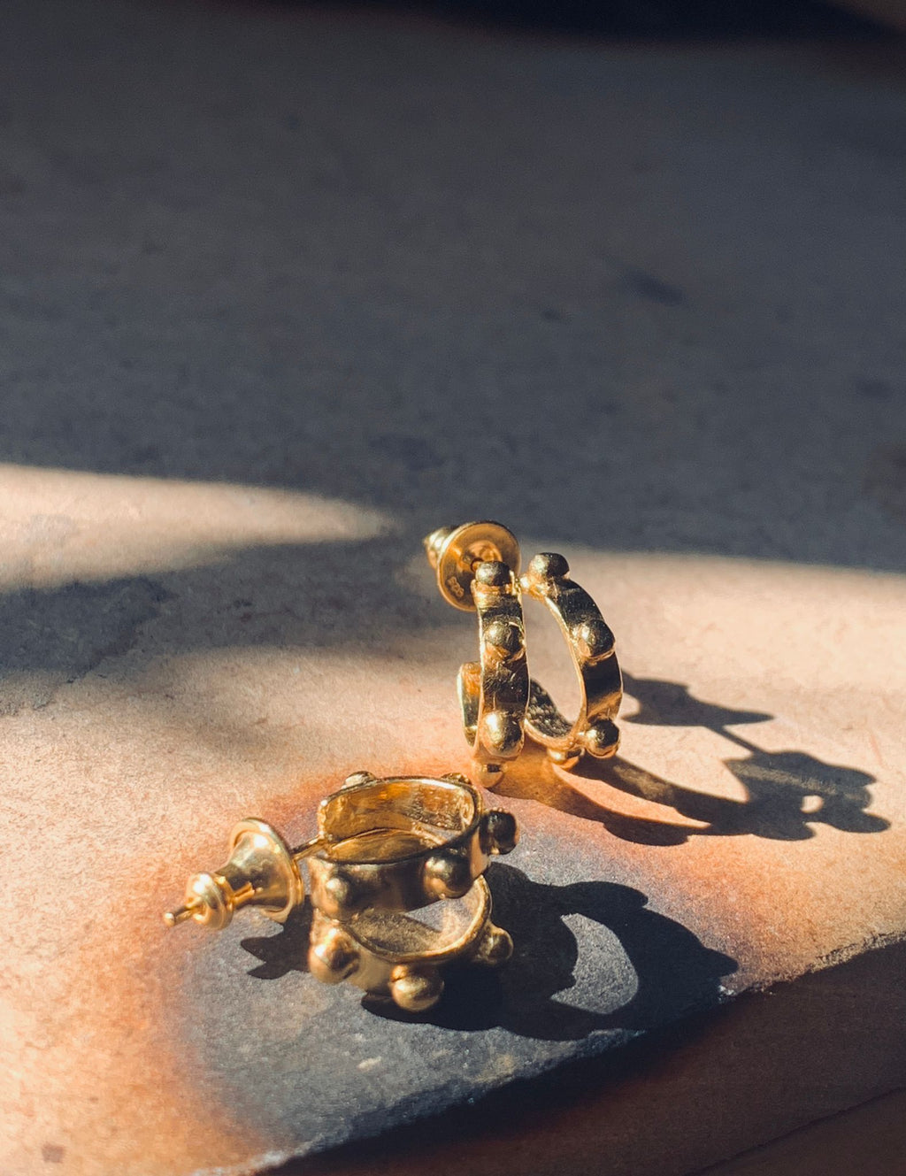 Gold Studded Huggy Earrings