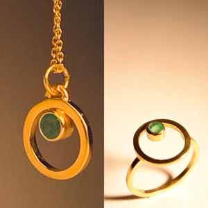 Gold Plated Belak with Emerald Pendant