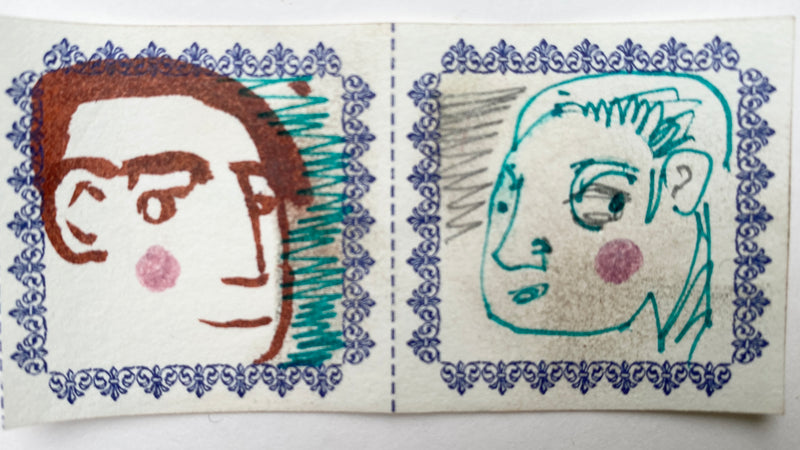 Pair Of Original Artwork on Letterpress Label 12