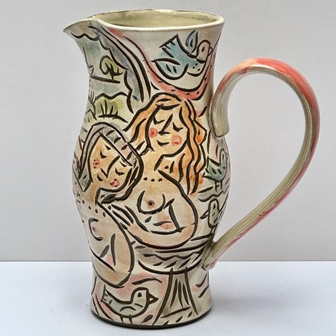 Tall Jug with Ladies and Birds