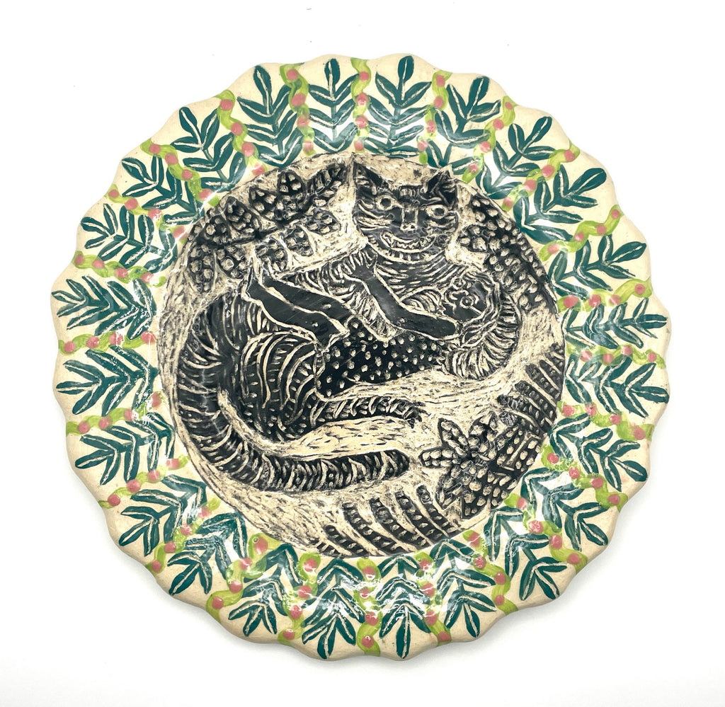 Girl And Cat Cuddling Plate