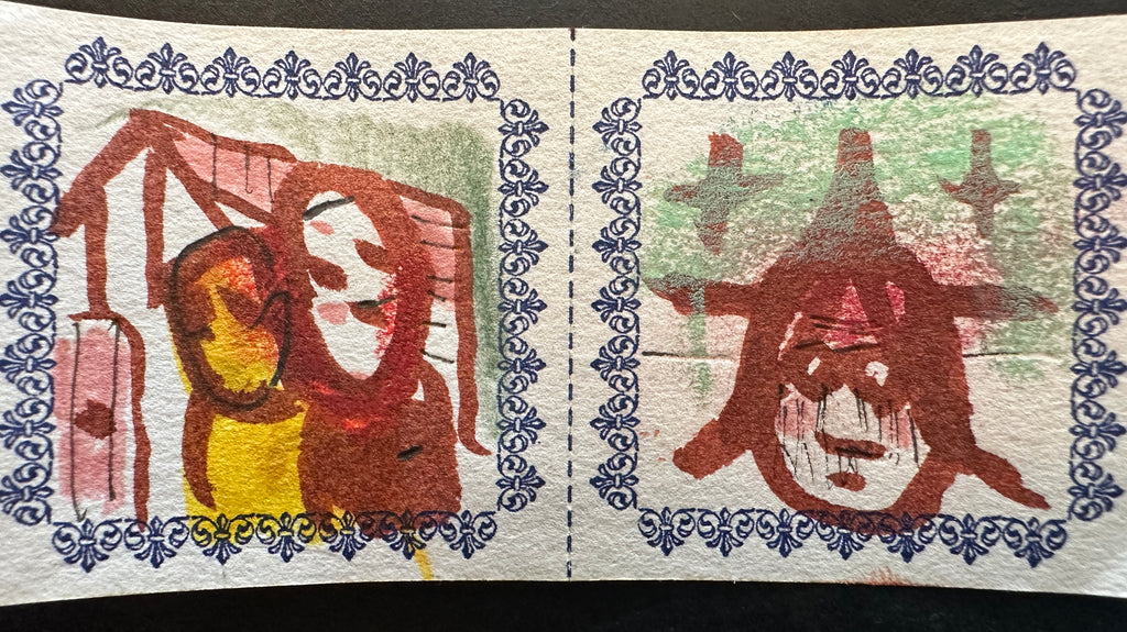 Pair Of Original Artwork on Letterpress Label 88