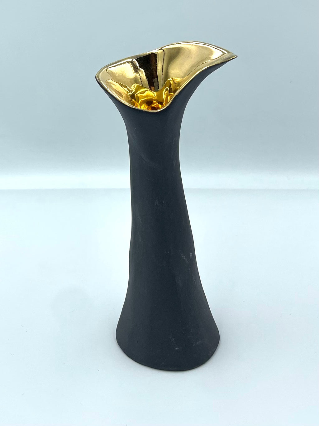 Miniature, Tall Vase In Black Porcelain 14cm