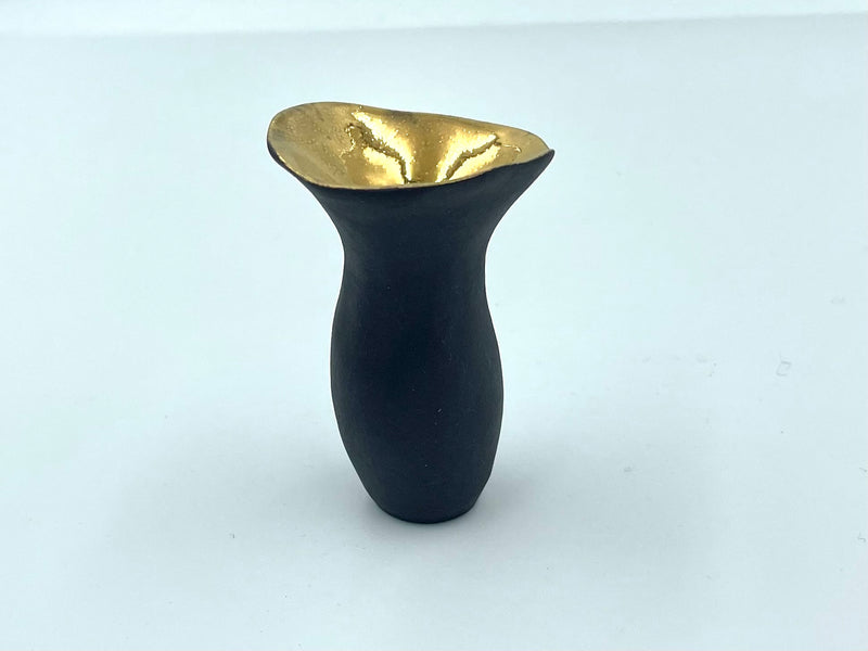 Miniature Black Porcelain Vase 7cm