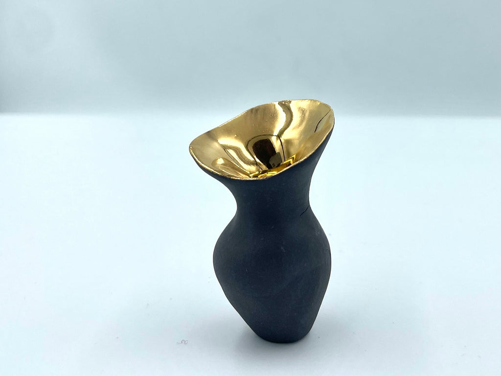 Miniature Black Porcelain Vase 6cm