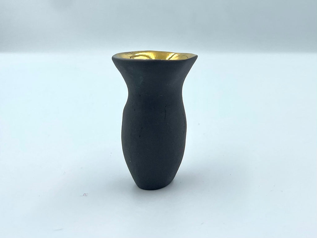 Miniature Black Porcelain Vase 5cm