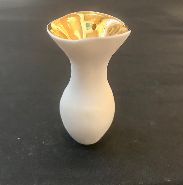 Miniature White Porcelain And Gold Vase