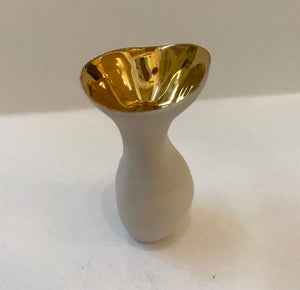 Miniature White Porcelain And Gold Vase
