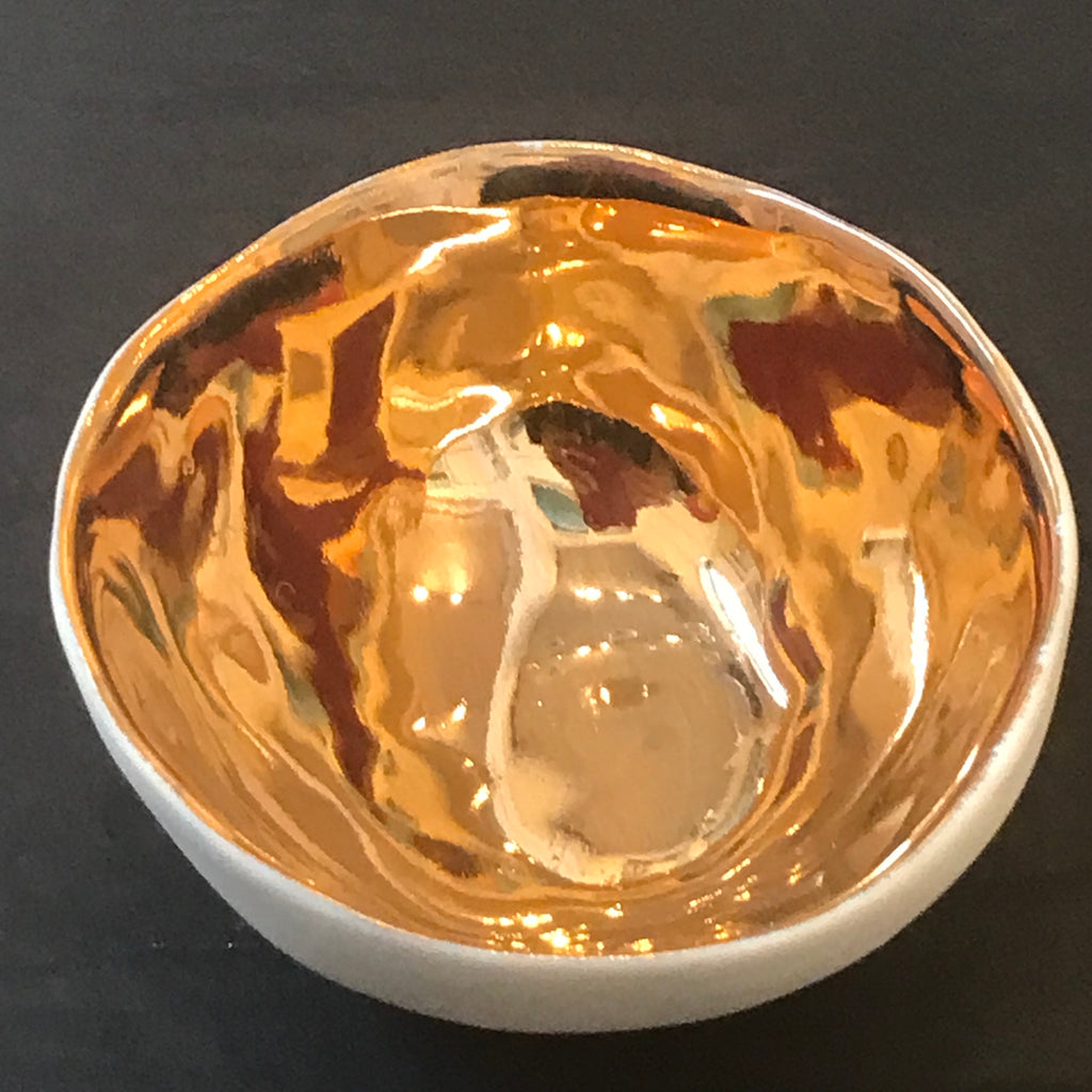 Large White Porcelain And Gold Bowl 8cm