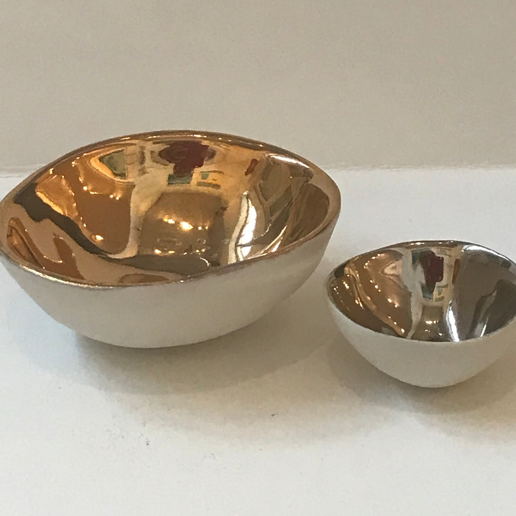 White Porcelain Bowl With Small Platinum Inset Bowl ....