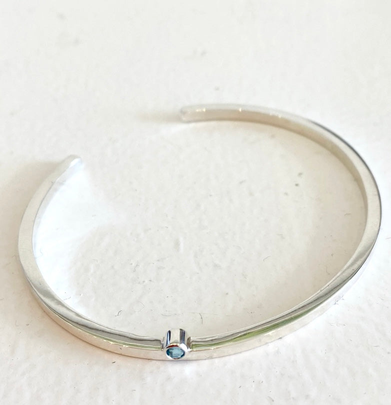 Sterling Silver Bangle with blue topaz
