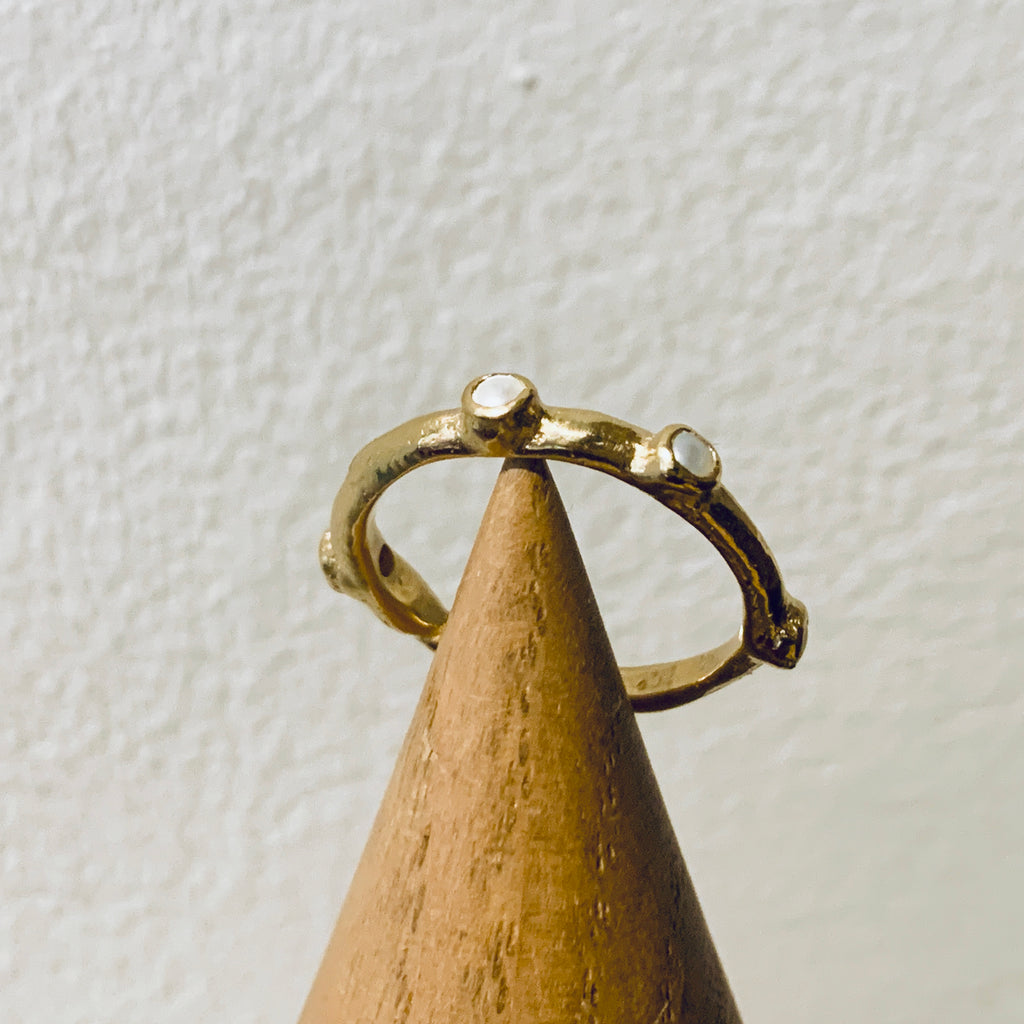 Gold Plated Ring With Pearl Studs