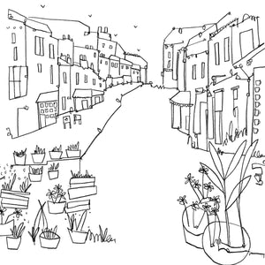 Katty McMurray original line drawing of Brighton Laines