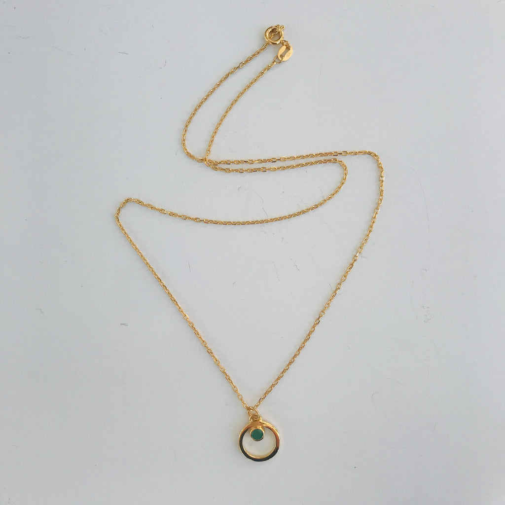 Gold Plated Belak with Emerald Pendant
