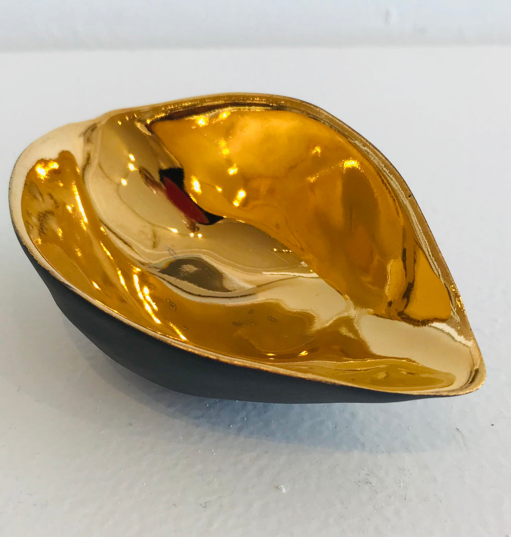Larger Black Scoop Bowl with Gold Inlay