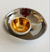White Porcelain and Platinum Bowl With Small Gold Inset Bowl