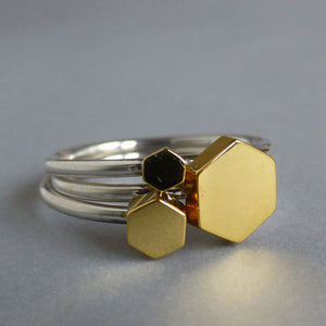 Hexagon ring set - yellow gold vermeil