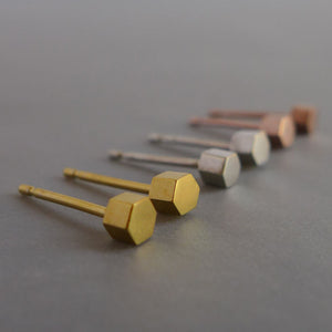 Small hexagon earrings in a yellow gold vermeil